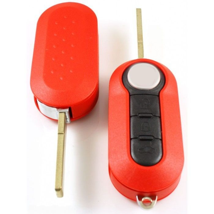 Fiat 3-knapps vikbar nyckel röd - nyckelblad rak Image