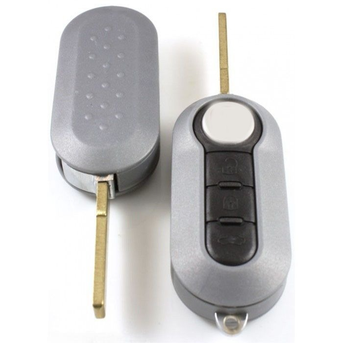 Fiat 3-knapps vikbar nyckel grå - nyckelblad rak Image