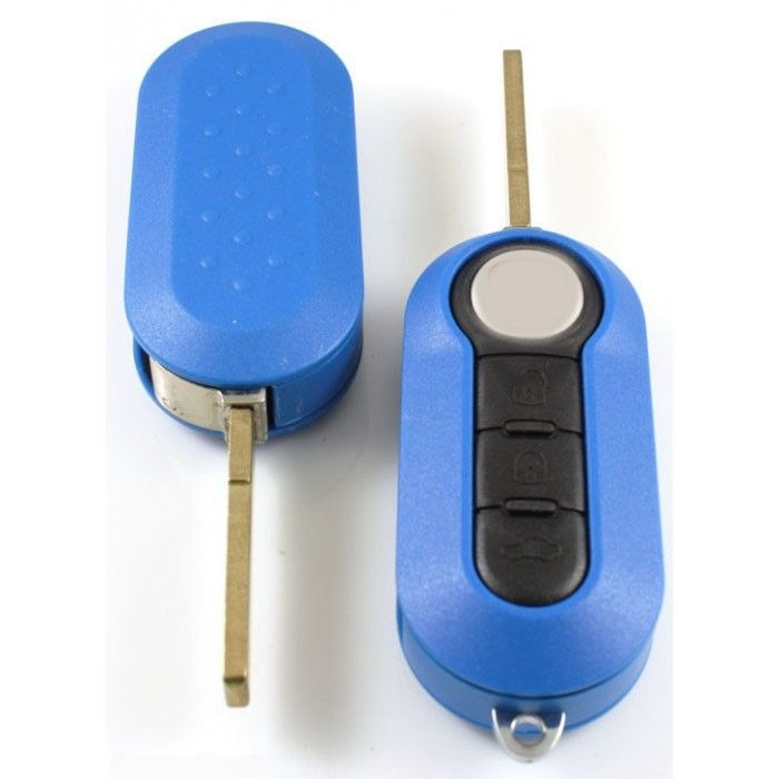 Fiat 3-knapps vikbar nyckel blå - nyckelblad rak Image