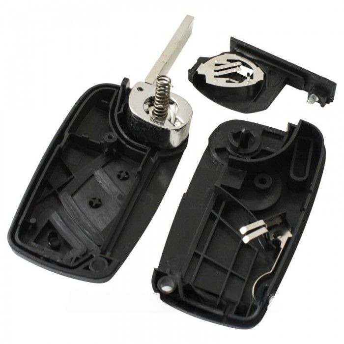 Fiat 3-knapps vikbar nyckel svart - nyckelblad rak (modell 2) Image