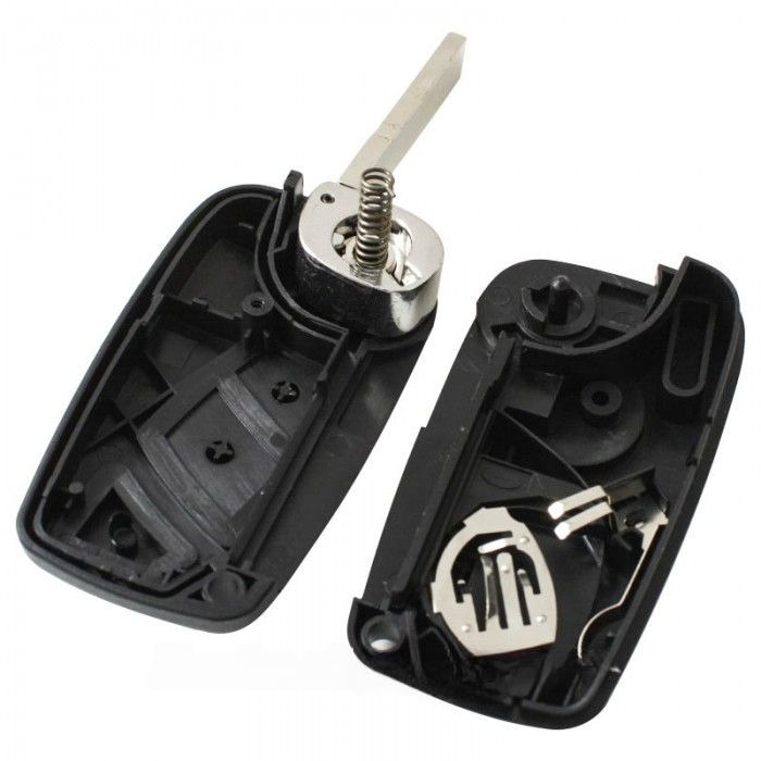 Fiat 3-knapps vikbar nyckel svart - nyckelblad rak (modell 2) Image