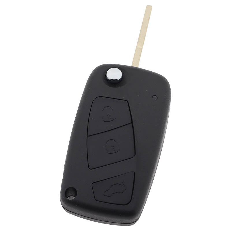 Fiat 3-knapps vikbar nyckel svart - nyckelblad rak (modell 3) Image