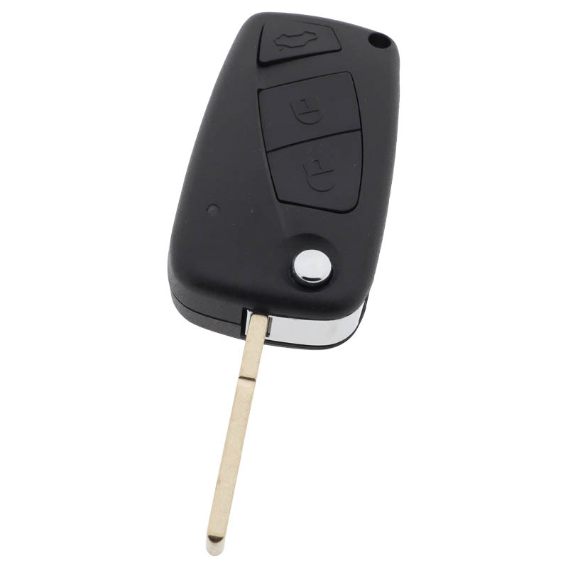 Fiat 3-knapps vikbar nyckel svart - nyckelblad rak (modell 3) Image