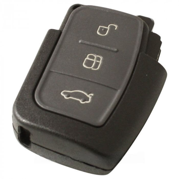 Ford 3-knapps vikbar nyckel - nyckelblad rakt med elektronik 433MHZ - 4D63 transponder Image