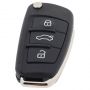 Audi 3-knapps vikbar nyckel - nyckelblad rakt med elektronik 434MHZ - ID48 transponder - 8XO 837220D