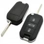 Peugeot 3-knapps viknyckel - nyckelblad rakt med skårsida med elektronik 433MHZ - PCF7941 - Hitag - AES 4A transponder
