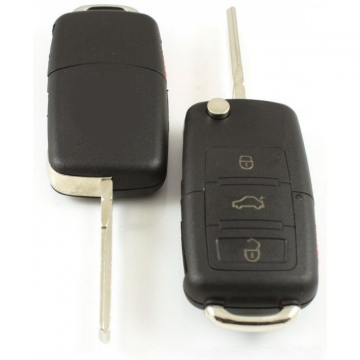Volkswagen 3-knapps viknyckel med panikknapp - nyckelbladets skårsida (modell 2) Image