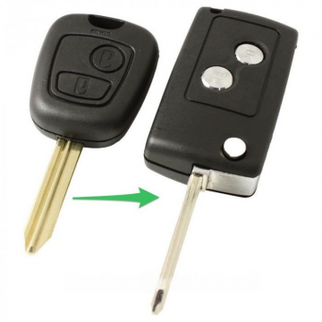 Citroën 2-knapps viknyckel - nyckelblad kors med spets (ombyggnadssats) Image