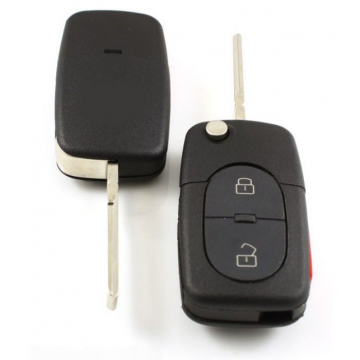 Audi 2-knapps vikbar nyckel med panikknapp - nyckelblad rakt - CR1616 batteriversion Image