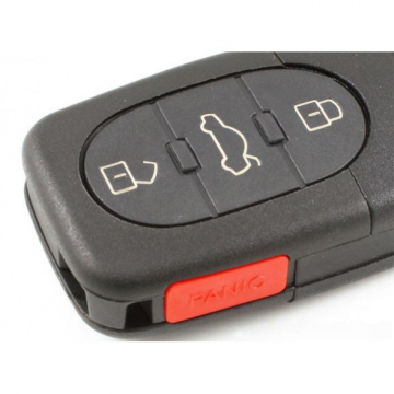 Audi 3-knapps vikbar nyckel med panikknapp - nyckelblad rakt - CR1616 batteriversion Image