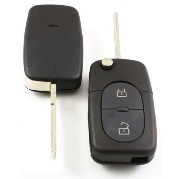 Audi 2-knapps vikbar nyckel med panikknapp - nyckelblad rakt - CR2032 batteriversion Image
