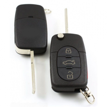 Audi vikbar nyckel med 3 knappar och panikknapp - version 1 batteri Image