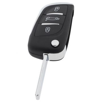 Citroën 3-knapps viknyckel - nyckelblad rakt med skårsida (ombyggnadssats) Image