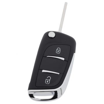 Citroën vikbar nyckel med 2 knappar - nyckelblad rakt - batteri i hölje (ombyggnadssats)  Image