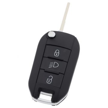Peugeot 3-knapps vikbar nyckel - nyckelblad rakt - tryckknappsbelysning Image