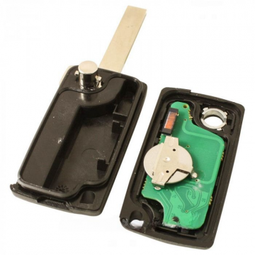 Citroën 4-knapps vikbar nyckel - nyckelblad rakt med elektronik 433MHZ - PCF7941 transponder - batteri på chip Image