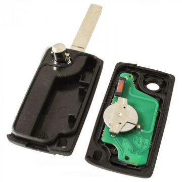 Citroën vikbar nyckel med 3 knappar - nyckelblad rakt med elektronik 433MHZ - PCF7941 transponder - batteri på chip - tryckknapp för start Image