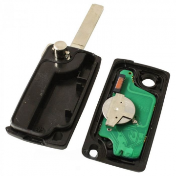 Citroën vikbar nyckel med 2 knappar - nyckelblad rakt med elektronik 433MHZ - PCF7941 transponder - batteri på chip Image
