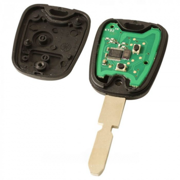 Citroën nyckelhus med 2 knappar - nyckelbladspets med skåra mitt med elektronik 433MHZ - PCF7961 transponder Image