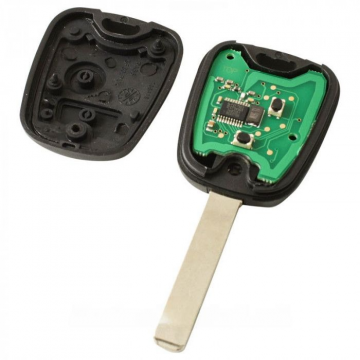 Peugeot nyckelhus med 2 knappar - nyckelblad rakt med elektronik 433MHZ - ID46 transponder Image
