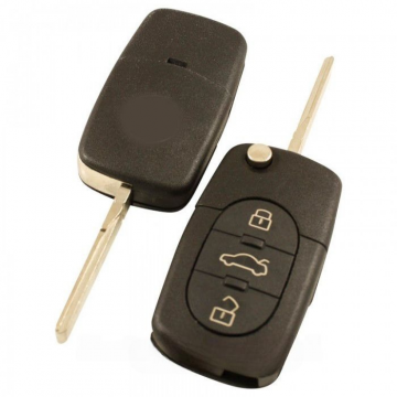 Volkswagen 3-knapps vikbar nyckel - nyckelblad rak med skåra med elektronik 433MHZ - ID46 transponder - 1J0959753B Image