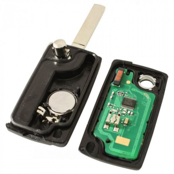 Peugeot 3-knapps viknyckel - nyckelblad rakt med elektronik 433MHZ - PCF7961 transponder - batteri i hölje - tryckknapp för bagageutrymmet Image