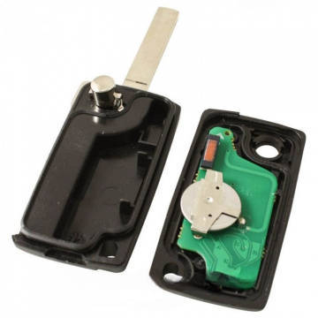Peugeot vikbar nyckel med 3 knappar - nyckelblad rakt med elektronik 433MHZ - PCF7941 transponder - batteri på chip - tryckknapp för bagageutrymmet Image
