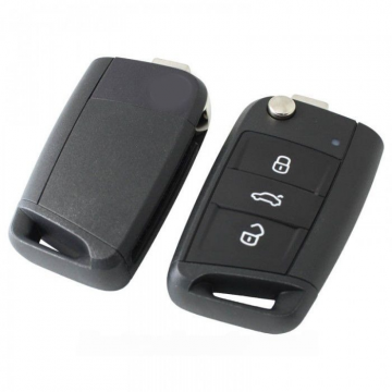 Volkswagen vikbar nyckel med 3 knappar - med elektronik 433MHZ - ID88-transponder (för Golf 7) Image