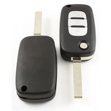 Renault vikbar nyckel med 3 knappar - nyckelblad rakt med elektronik 433MHZ - PCF7961 transponder Image