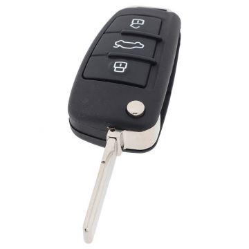 Audi 3-knapps vikbar nyckel - nyckelblad rakt med elektronik 434MHZ - ID48 transponder - 8XO 837220D