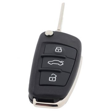 Audi 3-knapps vikbar nyckel - nyckelblad rakt med elektronik 434MHZ - ID48 transponder - 8XO 837220D Image