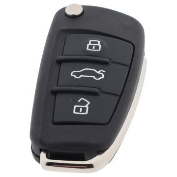 Audi 3-knapps vikbar nyckel - nyckelblad rakt med elektronik 434MHZ - ID48 transponder - 8XO 837220D Image