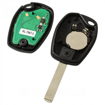 Renault 2-knapps nyckelhus - nyckelblad rakt med elektronik 433MHZ - PCF7939 transponder - Hitag Aes Image