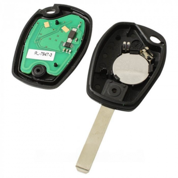 Renault 3-knapps nyckelhus - nyckelblad rakt med elektronik 433MHZ - PCF7939 transponder Image