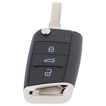 Volkswagen 3-knapps vikbar nyckel - nyckelblad rakt med skårsida med elektronik 433MHZ - ID48 transponder 5G0959752BC - 5G0959752BK Image