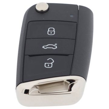 Volkswagen 3-knapps vikbar nyckel - nyckelblad rakt med skårsida med elektronik 433MHZ - ID48 transponder 5G0959752BC - 5G0959752BK Image