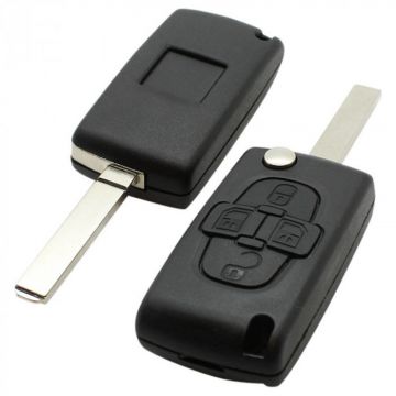 Peugeot 4-knapps vikbar nyckel - nyckelblad rakt - batteri i hölje Image