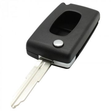 Peugeot 2-knapps vikbar nyckel - nyckelbladets spets med skåra höger - batteri på chip Image