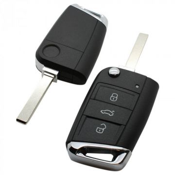Volkswagen 3-knapps vikbar nyckel - nyckelblad rak HU162T Image