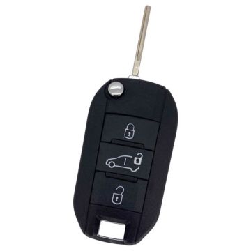 Citroën 3-knapps viknyckel - nyckelblad rakt med skåra på sidan (modell 3) Image