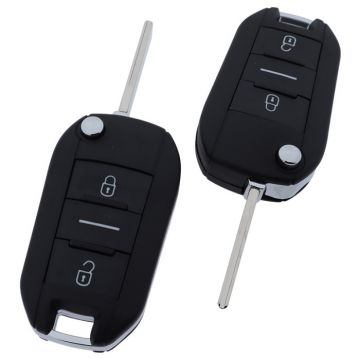 Citroën 3-knapps vikbar nyckel - nyckelblad rak med skåra - HU83 Image