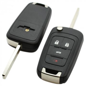 Chevrolet 3-knapps vikbar nyckel med panikknapp med elektronik 433MHZ - ID46 / PCF7937E / PCF7941E transponder Image