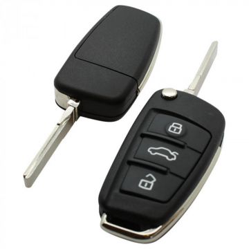 Audi 3-knapps vikbar nyckel - nyckelblad rak med elektronik 434MHZ - ID48 transponder - 8P0837220D Image