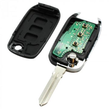 Renault 3-knapps vikbar nyckel - nyckelbladpunkt med elektronik 434MHZ - PCF7961M - HITAG AES - 4A transponder Image