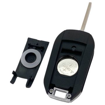 Peugeot 3-knapps viknyckel - nyckelblad rakt med skårsida med elektronik 433MHZ - PCF7941 - Hitag - AES 4A transponder (modell 2) Image