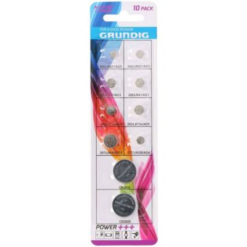 Grundig sortiment 10 batterier knappcell Alkaline