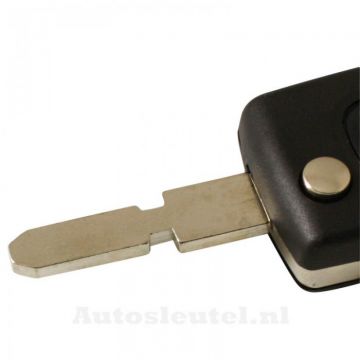 Peugeot 2-knapps vikbar nyckel - nyckelbladspets med skåra i mitten - batteri på chip Image