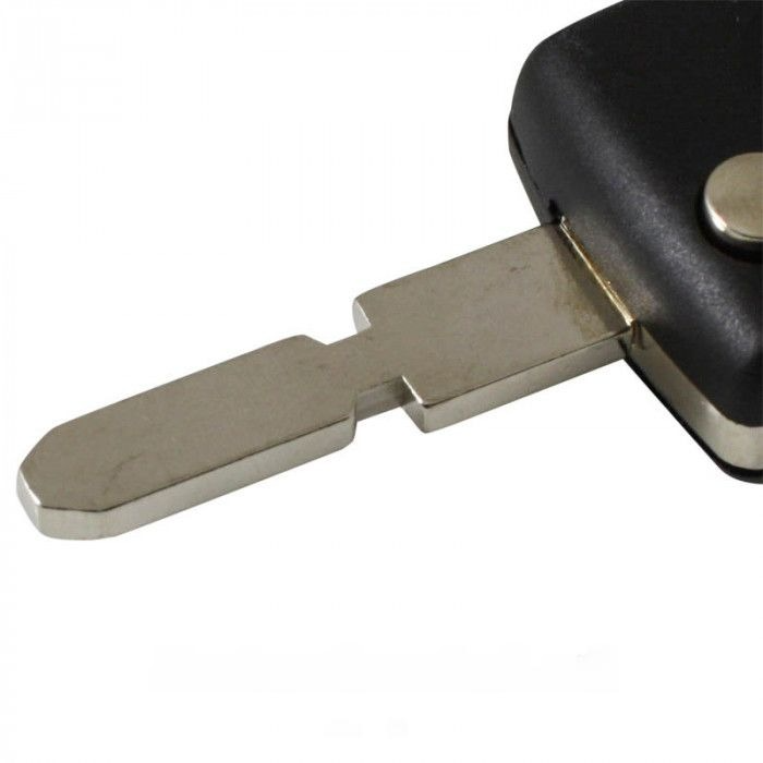 Peugeot 3-knops klapsleutel - sleutelbaard punt met inkeping midden - batterij in behuizing - drukknop voor kofferbak