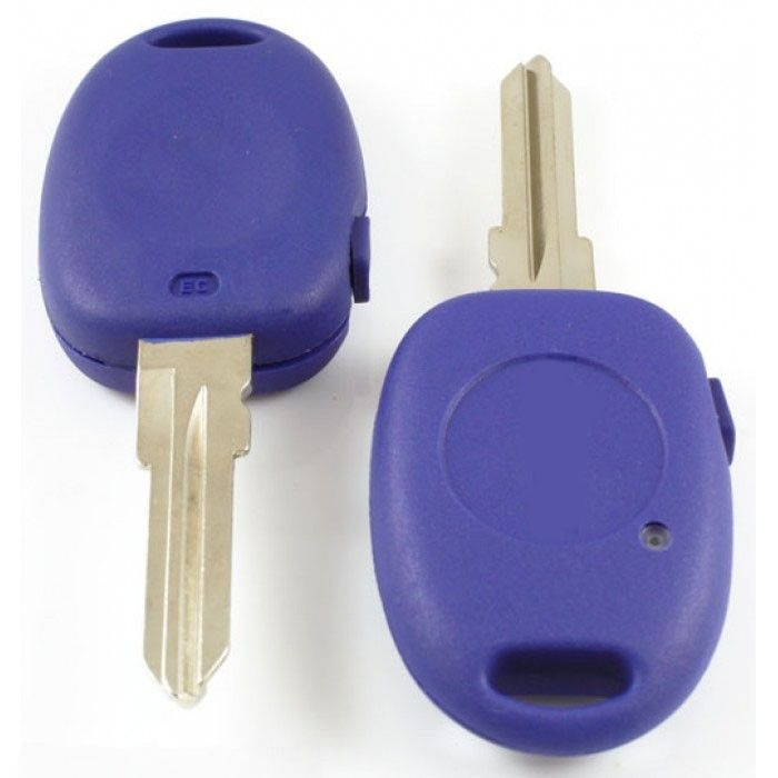 Fiat - 1-knops sleutelbehuizing - sleutelbaard punt met drukknop aan de zijkant blauw