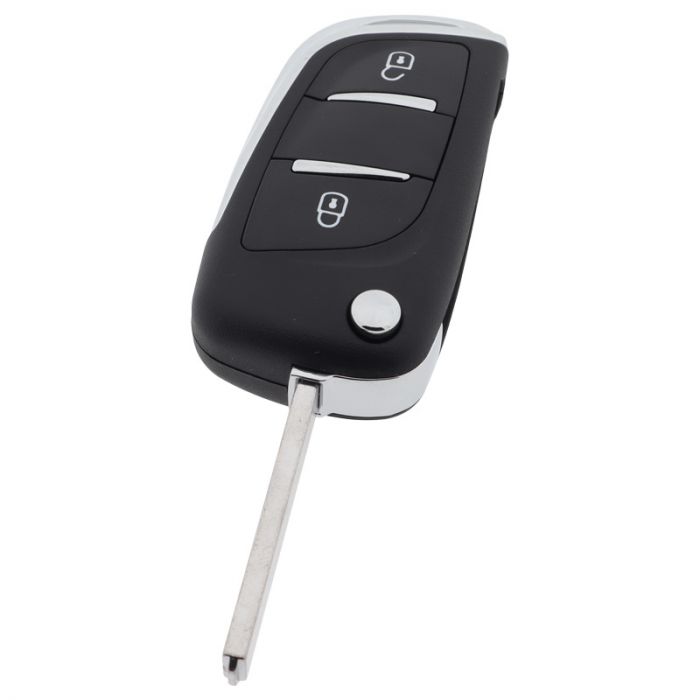 Citroën vikbar nyckel med 2 knappar - nyckelblad rakt - batteri i hölje (ombyggnadssats) main product photo